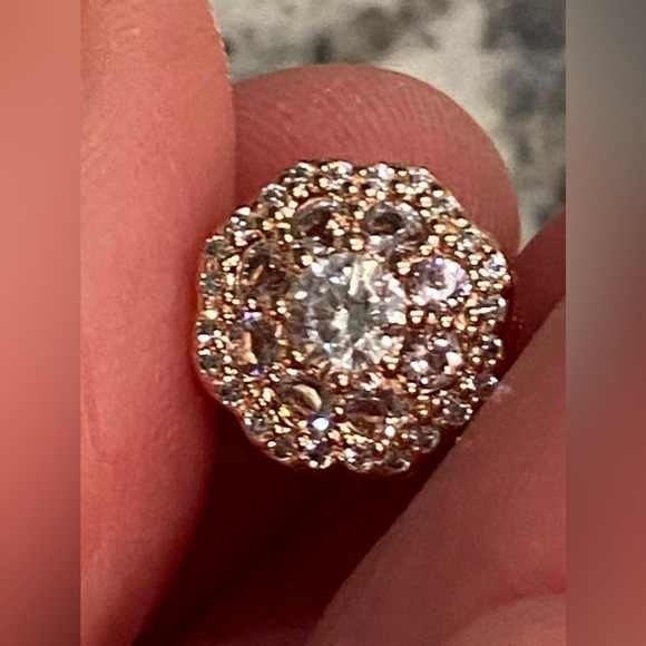 New Pandora Flower 14K Rose Gold Plated Charm Pink Crystal Clear Cubic Zirconia - Picture 9 of 10